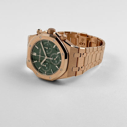 Audemars Piguet Royal Oak 26240OR.OO.1320OR.04 Chronograph '50th Anniversary' Rose Gold Khaki Green Dial (2022) Swiss 3285 Movement 41 MM