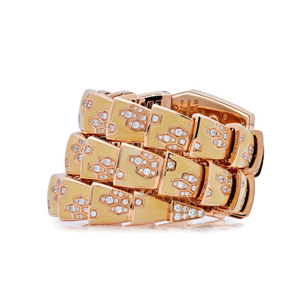 BVLGARI Serpenti Two-Coil Watch 101985 'Ladies' Rose Gold Diamonds Lacquer Mother of Pearl Dial 35 MM