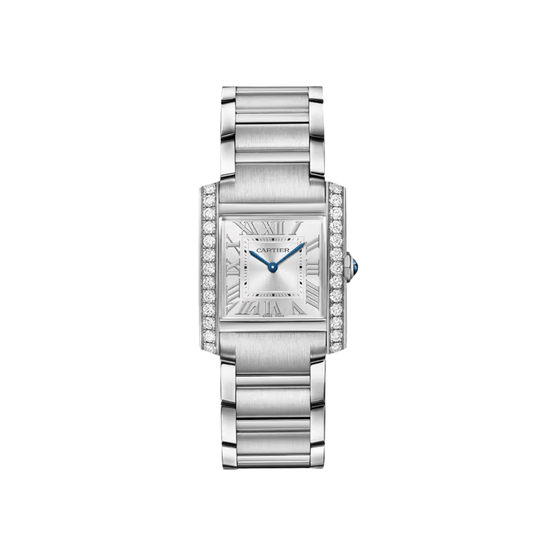 Cartier Tank Francaise Medium W4TA0028 Stainless Steel Silver Dial Diamond Bezel 32 × 27 MM