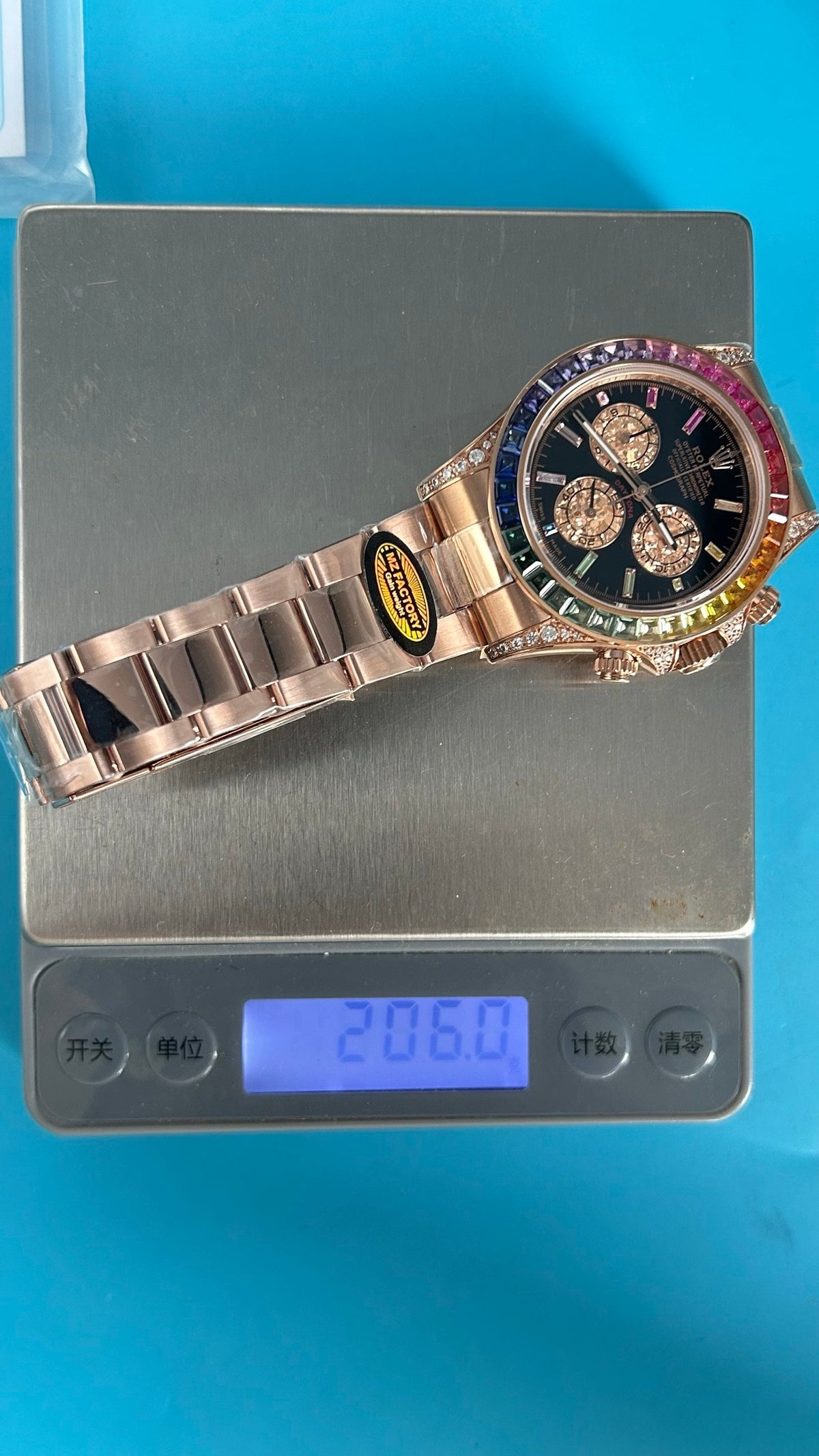 Rolex Daytona 'Rainbow' MZ SUPER CLONE Rose Gold Black Dial Sapphire Bezel 40MM