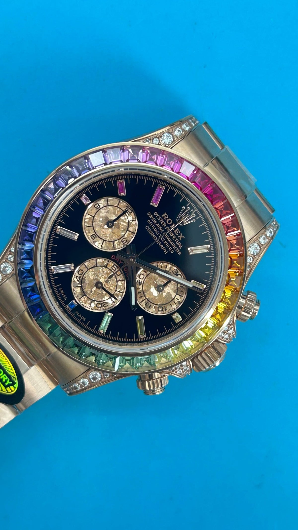Rolex Daytona 'Rainbow' MZ SUPER CLONE Rose Gold Black Dial Sapphire Bezel 40MM