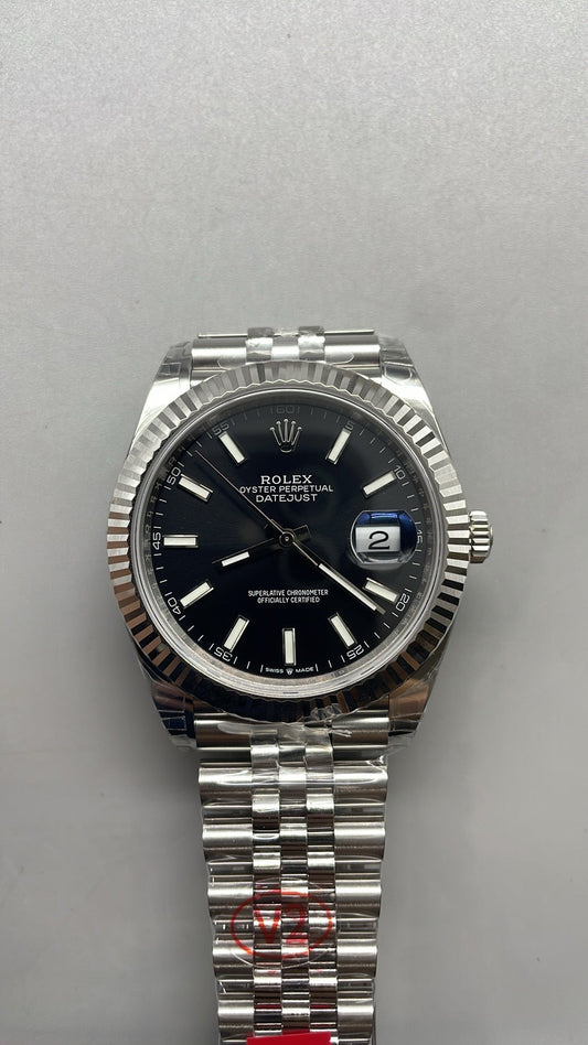 Rolex Datejust – Black Dial VSF SUPER CLONE – 126334 – Fluted Bezel – Jubilee Bracelet 41MM