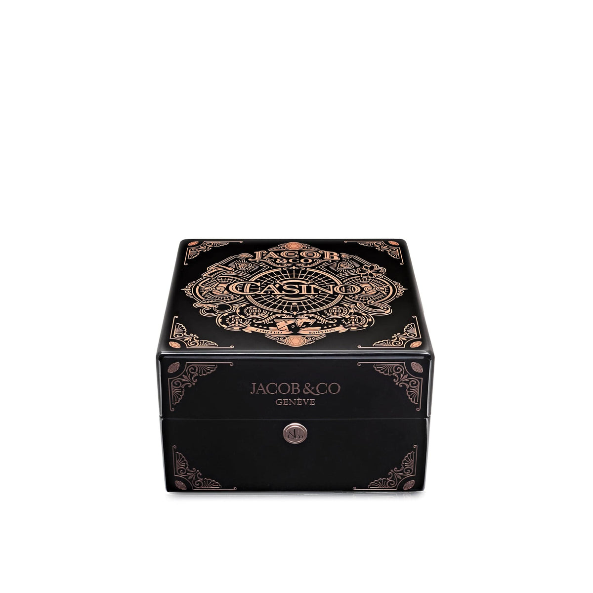 Jacob & Co. 'The Casino Tourbillon' CA100.40.AA.AA.ABALA Rose Gold Black Onyx Dial Limited Edition 44 MM