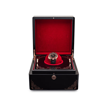 Jacob & Co. 'The Casino Tourbillon' CA100.40.AA.AA.ABALA Rose Gold Black Onyx Dial Limited Edition 44 MM
